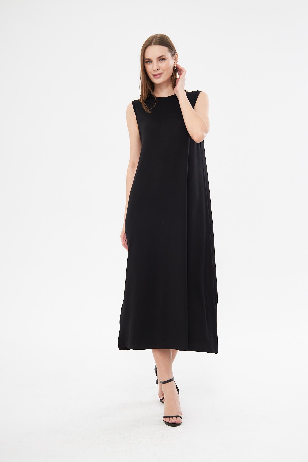 Siyah Uzun Örme Tunik Elbise