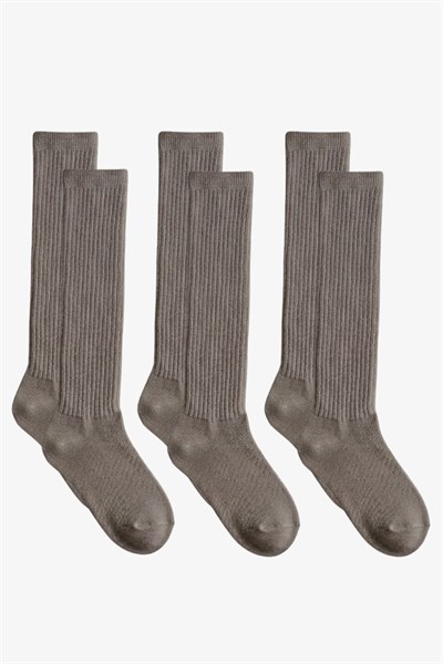 3 Çift İnce Fitilli Diz Üstü Pamuk Karışımlı Çocuk Çorap