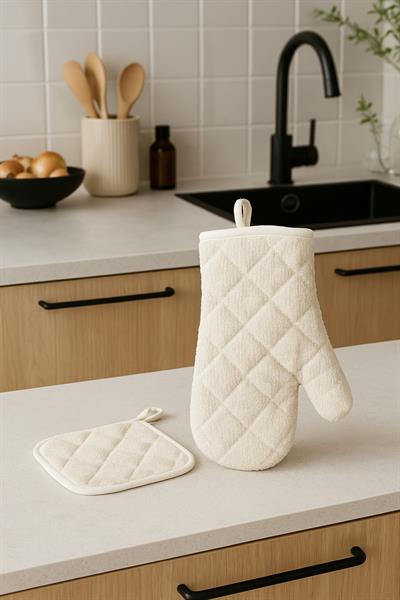 Isı Geçirmez Pamuk Karışımlı Fırın Eldiveni ve Fırın Tutacağı