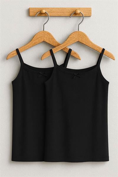 2 Adet Pamuk Karışımlı İp Askılı Atlet (5-16 Yaş) 