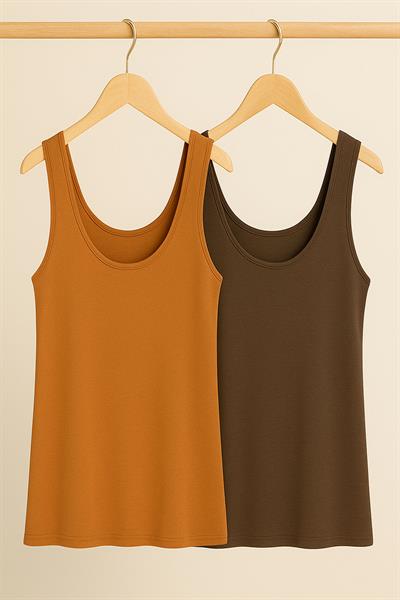 2 Adet A Kesim Rahat Kalıp Basic Kalın Askılı Atlet Tişört