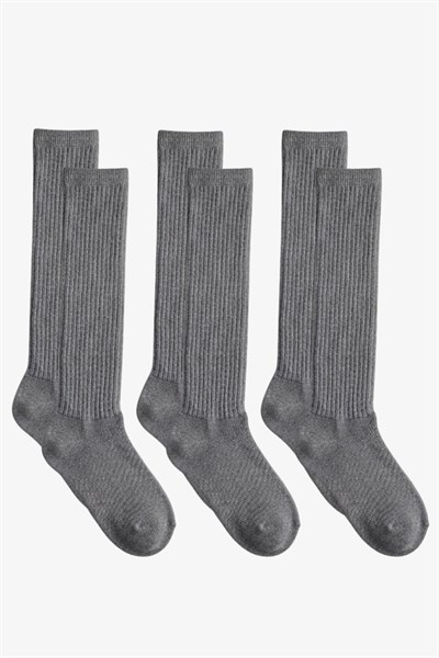 3 Çift İnce Fitilli Diz Üstü Pamuk Karışımlı Çocuk Çorap