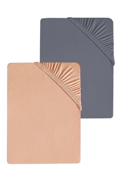 2 Adet Battal Boy Düz Pamuklu Çift Kişilik 200 x 200 cm Lastikli Penye Çarşaf