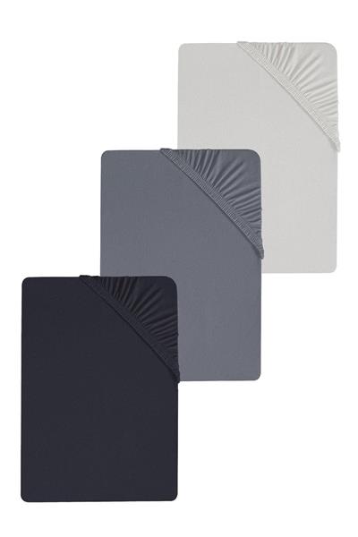 3 Adet Battal Boy Düz Pamuklu Çift Kişilik 200 x 200 cm Lastikli Penye Çarşaf