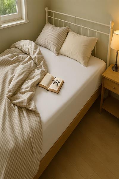 200 x 200 Cm Battal Boy Düz Pamuklu Çift Kişilik Lastikli Fitted Penye Çarşaf