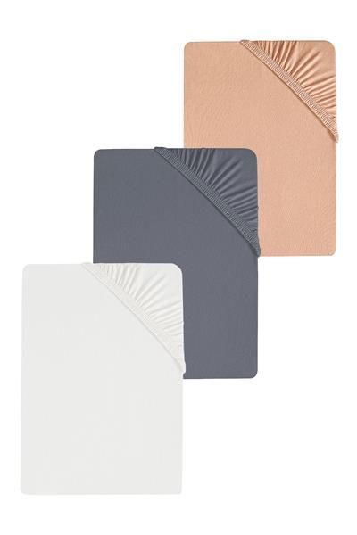 3 Adet Battal Boy Düz Pamuklu Çift Kişilik 200 x 200 cm Lastikli Penye Çarşaf