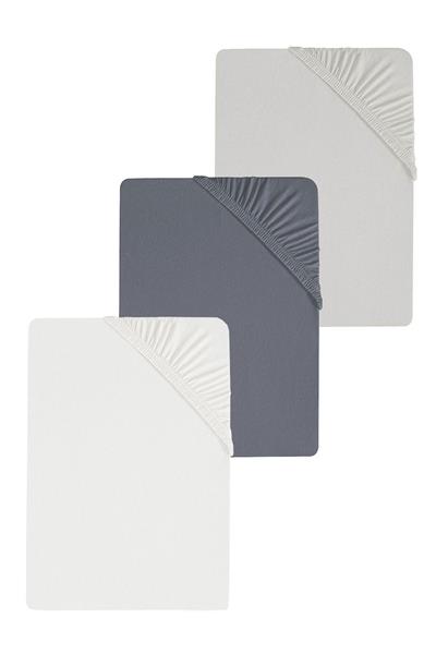 3 Adet Battal Boy Düz Pamuklu Çift Kişilik 200 x 200 cm Lastikli Penye Çarşaf