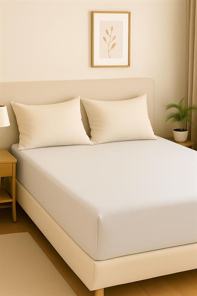 200 x 200 Cm Battal Boy Düz Pamuklu Çift Kişilik Lastikli Fitted Penye Çarşaf
