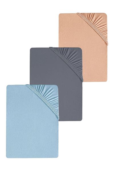 3 Adet Battal Boy Düz Pamuklu Çift Kişilik 200 x 200 cm Lastikli Penye Çarşaf