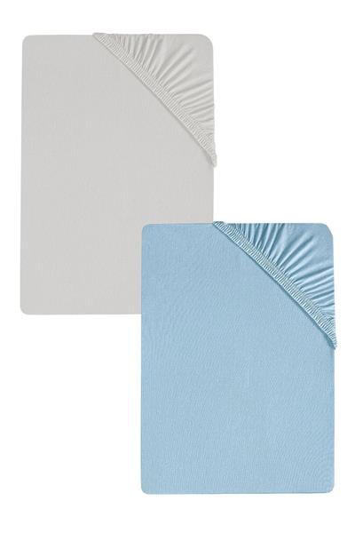 2 Adet Düz Pamuklu Tek Kişilik 120 x 200 x 30 cm Lastikli Penye Çarşaf