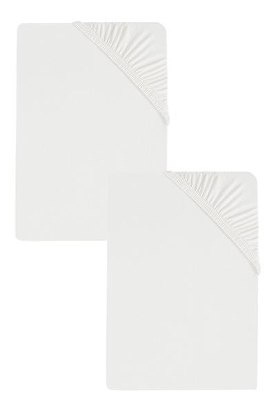 2 Adet Düz Pamuklu Tek Kişilik 120 x 200 x 30 cm Lastikli Penye Çarşaf