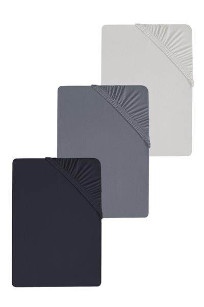 3 Adet Düz Pamuklu Tek Kişilik 120 x 200 x 30 cm Lastikli Penye Çarşaf