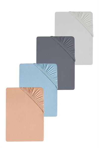 4 Adet Düz Pamuklu Tek Kişilik 80 x 200 x 30 cm Lastikli Penye Çarşaf