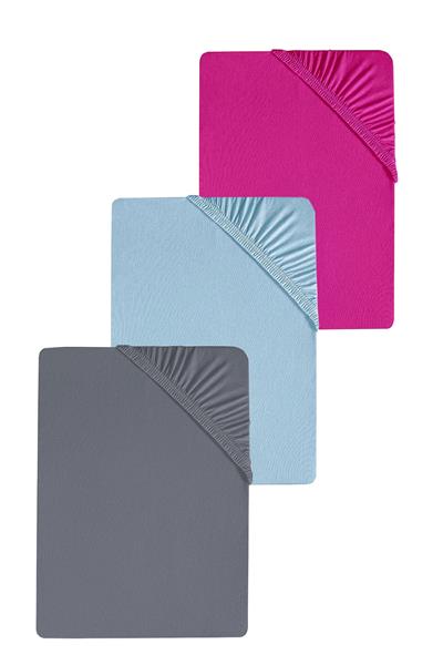 3 Adet Düz Pamuklu Tek Kişilik 120 x 200 x 30 cm Lastikli Penye Çarşaf
