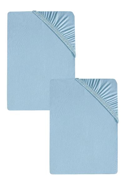 2 Adet Düz Pamuklu Tek Kişilik 120 x 200 x 30 cm Lastikli Penye Çarşaf