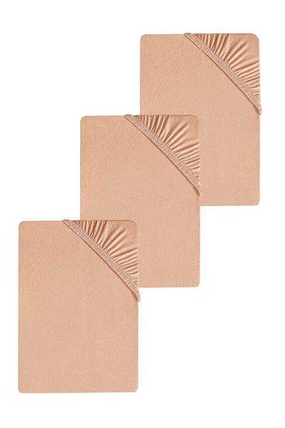 3 Adet Düz Pamuklu Tek Kişilik 120 x 200 x 30 cm Lastikli Penye Çarşaf