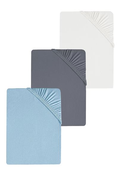3 Adet Düz Pamuklu Tek Kişilik 120 x 200 x 30 cm Lastikli Penye Çarşaf