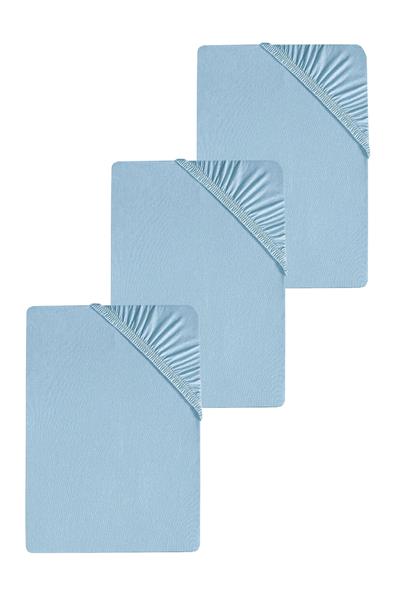 3 Adet Düz Pamuklu Tek Kişilik 120 x 200 x 30 cm Lastikli Penye Çarşaf