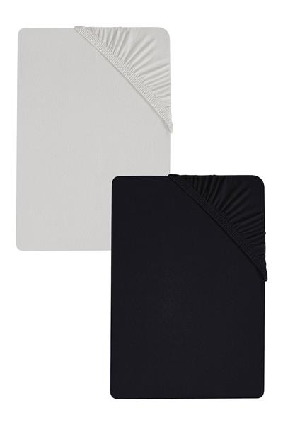 2 Adet Düz Pamuklu Tek Kişilik 120 x 200 x 30 cm Lastikli Penye Çarşaf