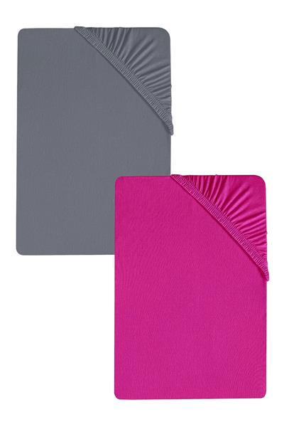 2 Adet Düz Pamuklu Tek Kişilik 120 x 200 x 30 cm Lastikli Penye Çarşaf