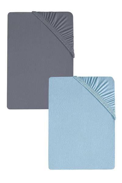 2 Adet Düz Pamuklu Tek Kişilik 120 x 200 x 30 cm Lastikli Penye Çarşaf