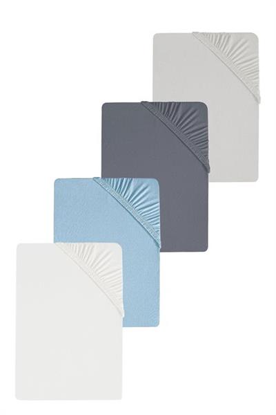 4 Adet Düz Pamuklu Tek Kişilik 80 x 200 x 30 cm Lastikli Penye Çarşaf