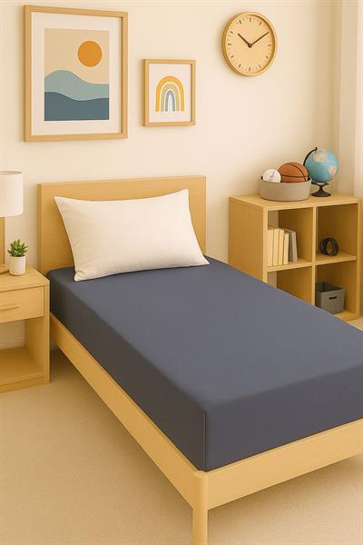 140 x 200 Cm Düz Pamuklu Tek Kişilik Lastikli Fitted Penye Çarşaf