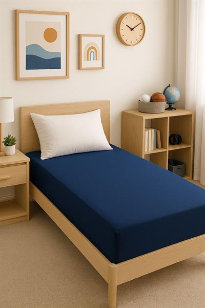 150 x 200 Cm Düz Pamuklu Tek Kişilik Lastikli Fitted Penye Çarşaf