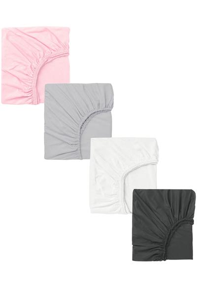 4 Adet Pamuklu ve Lastikli 60 x 120 x 15 cm Penye Bebek Çarşaf