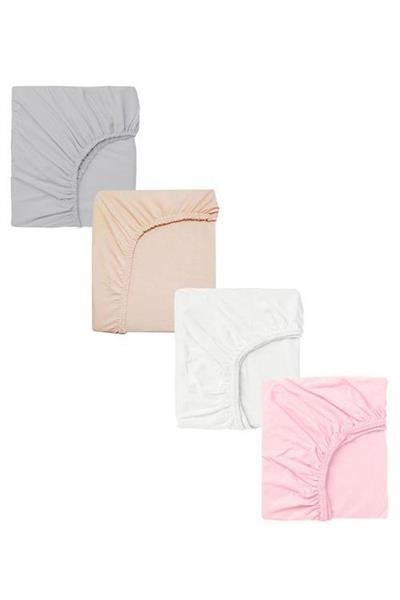 4 Adet 50 x 90 + 10 cm Anne Yanı Lastikli Penye Kumaş Bebek Çarşafı