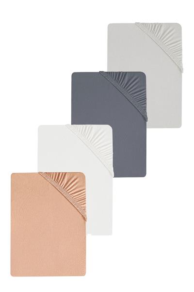 4 Adet Düz Pamuklu Tek Kişilik 80 x 200 x 30 cm Lastikli Penye Çarşaf