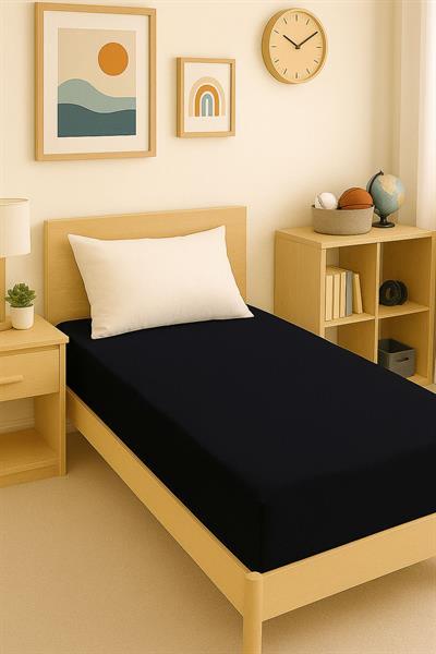 120 x 200 x 30 cm Düz Pamuklu Tek Kişilik Lastikli Fitted Penye Çarşaf