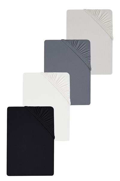 4 Adet Düz Pamuklu Tek Kişilik 80 x 200 x 30 cm Lastikli Penye Çarşaf