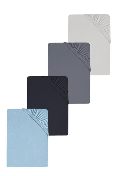 4 Adet Düz Pamuklu Tek Kişilik 80 x 200 x 30 cm Lastikli Penye Çarşaf