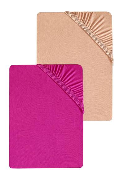 2 Adet Düz Pamuklu Tek Kişilik 80 x 200 x 30 cm Lastikli Penye Çarşaf