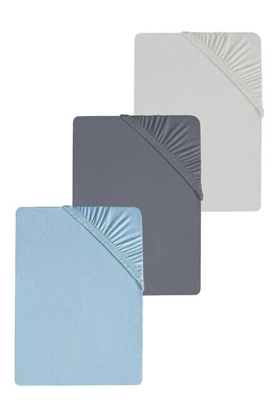 3 Adet Düz Pamuklu Tek Kişilik 80 x 200 + 30 cm Lastikli Penye Çarşaf