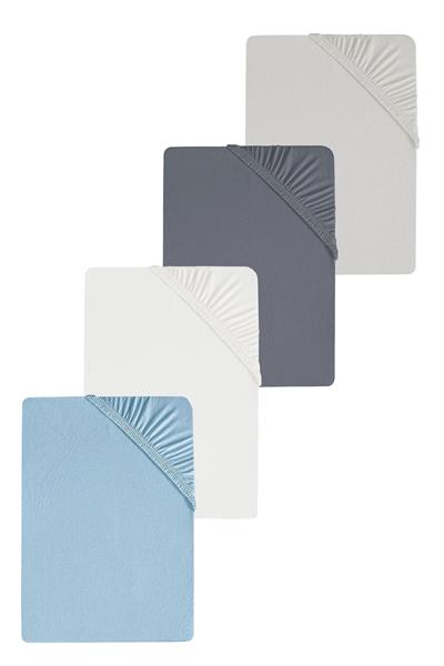 4 Adet Düz Pamuklu Tek Kişilik 80 x 200 x 30 cm Lastikli Penye Çarşaf