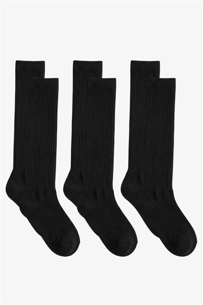 3 Çift İnce Fitilli Diz Üstü Pamuk Karışımlı Çocuk Çorap