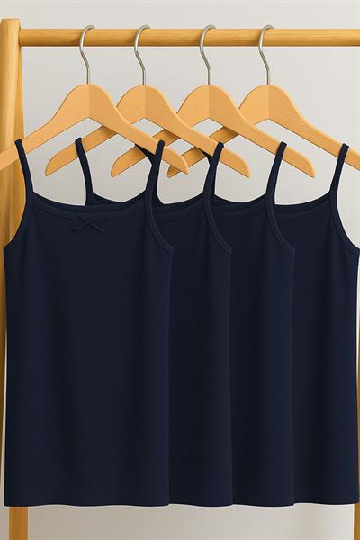 4 Adet Pamuk Karışımlı İp Askılı Atlet (5-16 Yaş) 