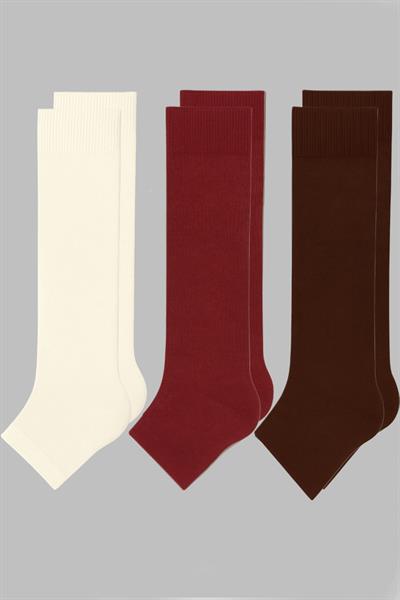 3 Çift Burunsuz Basic Pamuk İçerikli Yoga Tozluk