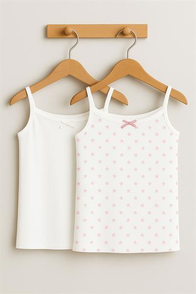 2 Adet Pamuk Karışımlı İp Askılı Atlet (5-16 Yaş) 