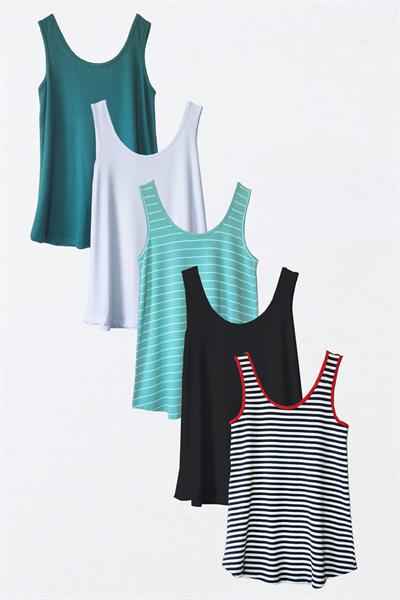 5 Adet A Kesim Rahat Kalıp Basic Kalın Askılı Atlet Tişört