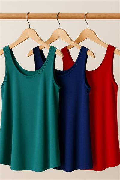 3 Adet A Kesim Rahat Kalıp Basic Kalın Askılı Atlet Tişört