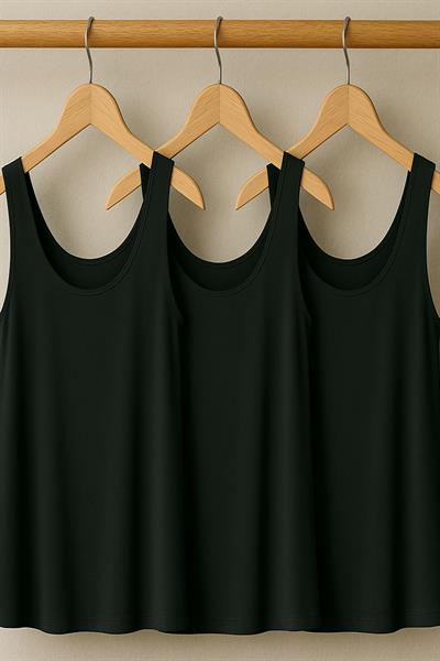 3 Adet A Kesim Büyük Beden Pamuklu Kalın Askılı Atlet Tişört