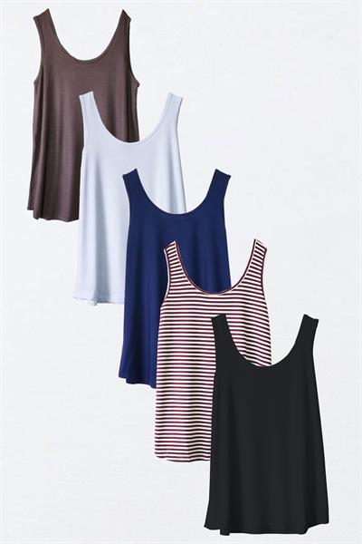 5 Adet A Kesim Rahat Kalıp Basic Kalın Askılı Atlet Tişört