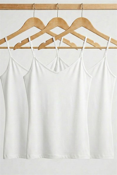 3 Adet Pamuklu Askılı Atlet Seti