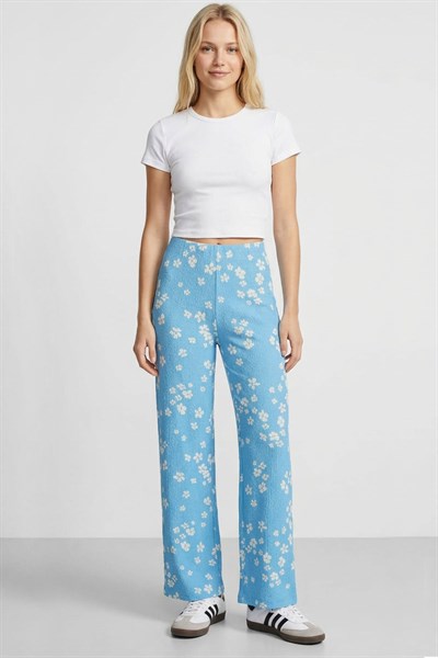 Rahat Kalıp Yüksek Bel Bol Paça Viskon Karışım Kadın Pantolon