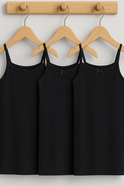 3 Adet Pamuk Karışımlı İp Askılı Atlet (5-16 Yaş) 