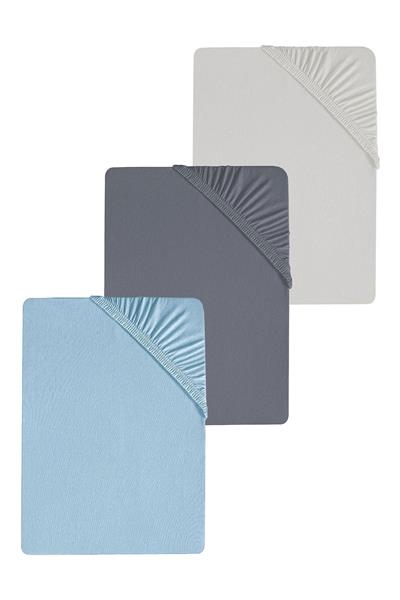 3 Adet Düz Pamuklu Tek Kişilik 120 x 200 x 30 cm Lastikli Penye Çarşaf