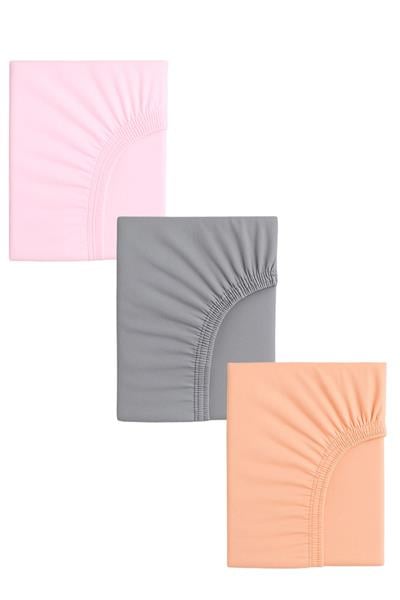 3 Adet 40 x 80 + 10 cm Anne Yanı Lastikli Penye Kumaş Bebek Çarşafı